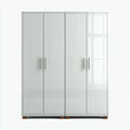 Armoire 4 portes blanche brillante 200 x 200 x 60 cm en panneaux de particules rectangulaire