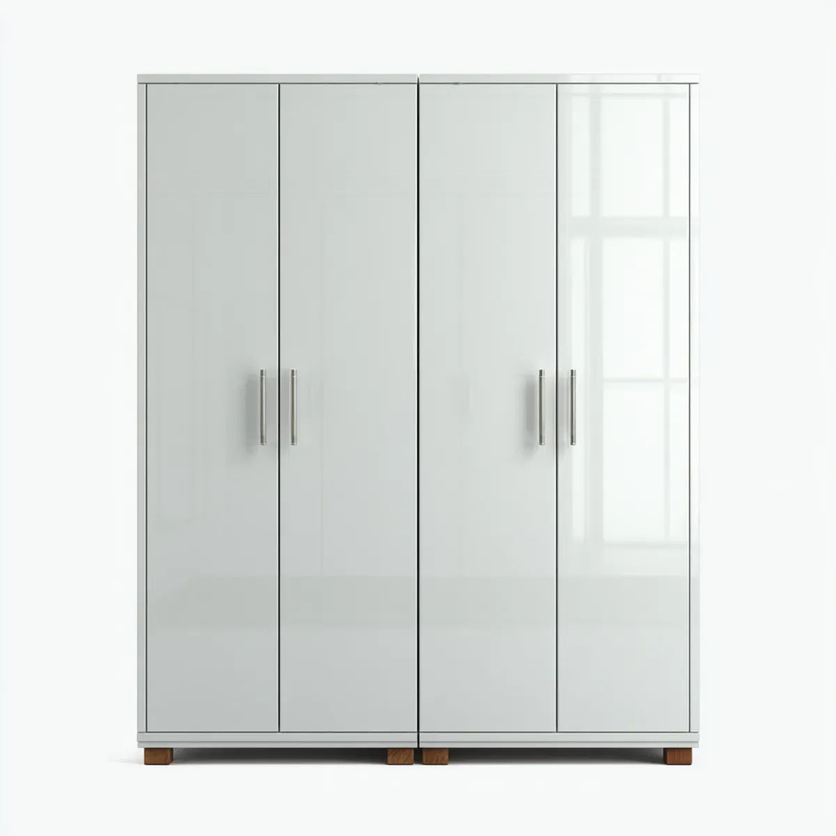 Armoire 4 portes blanche brillante 200 x 200 x 60 cm en panneaux de particules rectangulaire