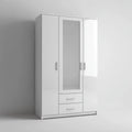 Armoire 3 portes blanche avec miroir 120 x 52 x 200 cm en panneaux de particules mélaminés