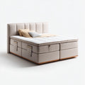 Lit coffre 180 x 200 cm avec matelas beige en polyester forme rectangulaire
