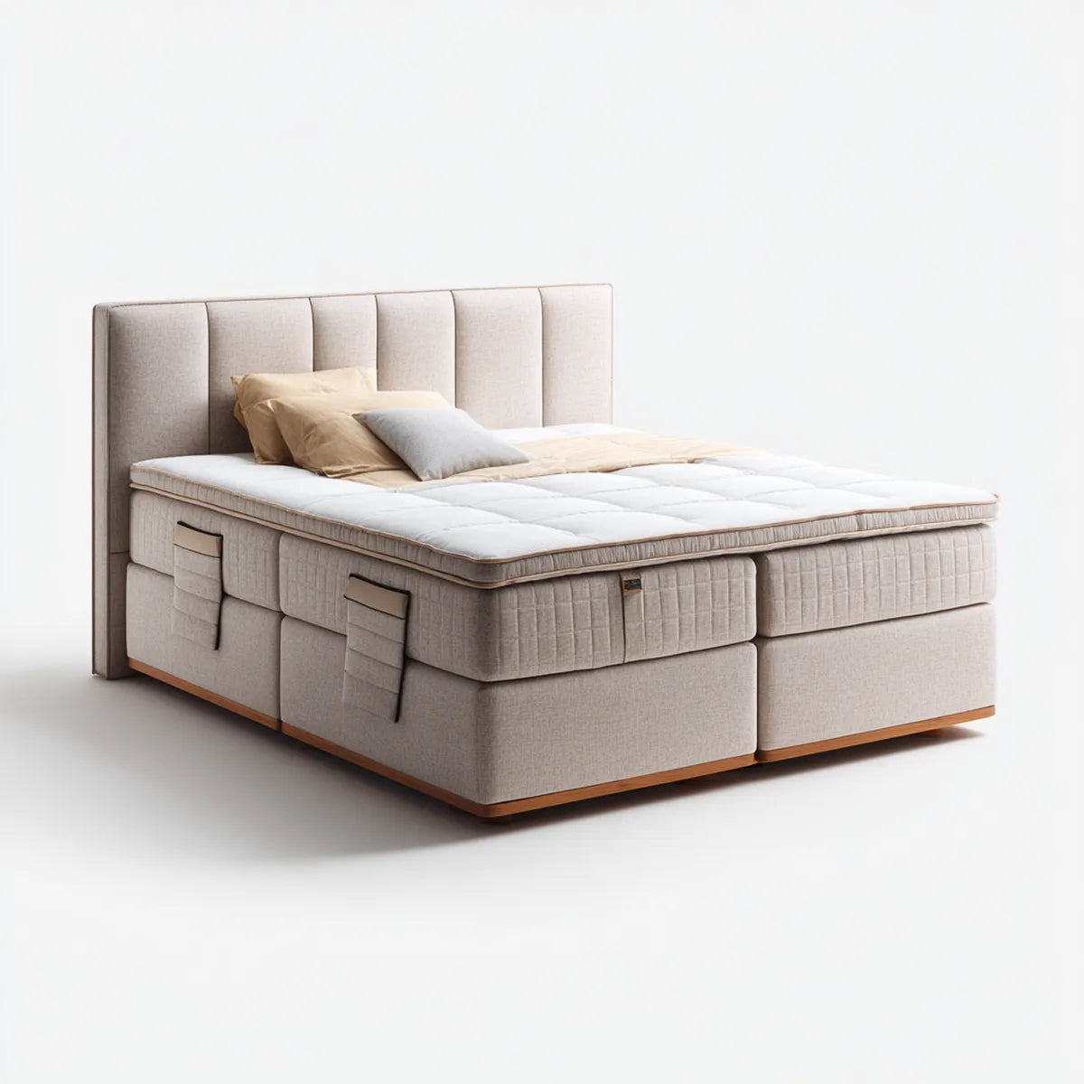 Lit coffre 180 x 200 cm avec matelas beige en polyester forme rectangulaire