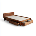 Lit double avec tiroirs de rangement marron en bois massif d'acacia 160 x 200 cm rectangulaire