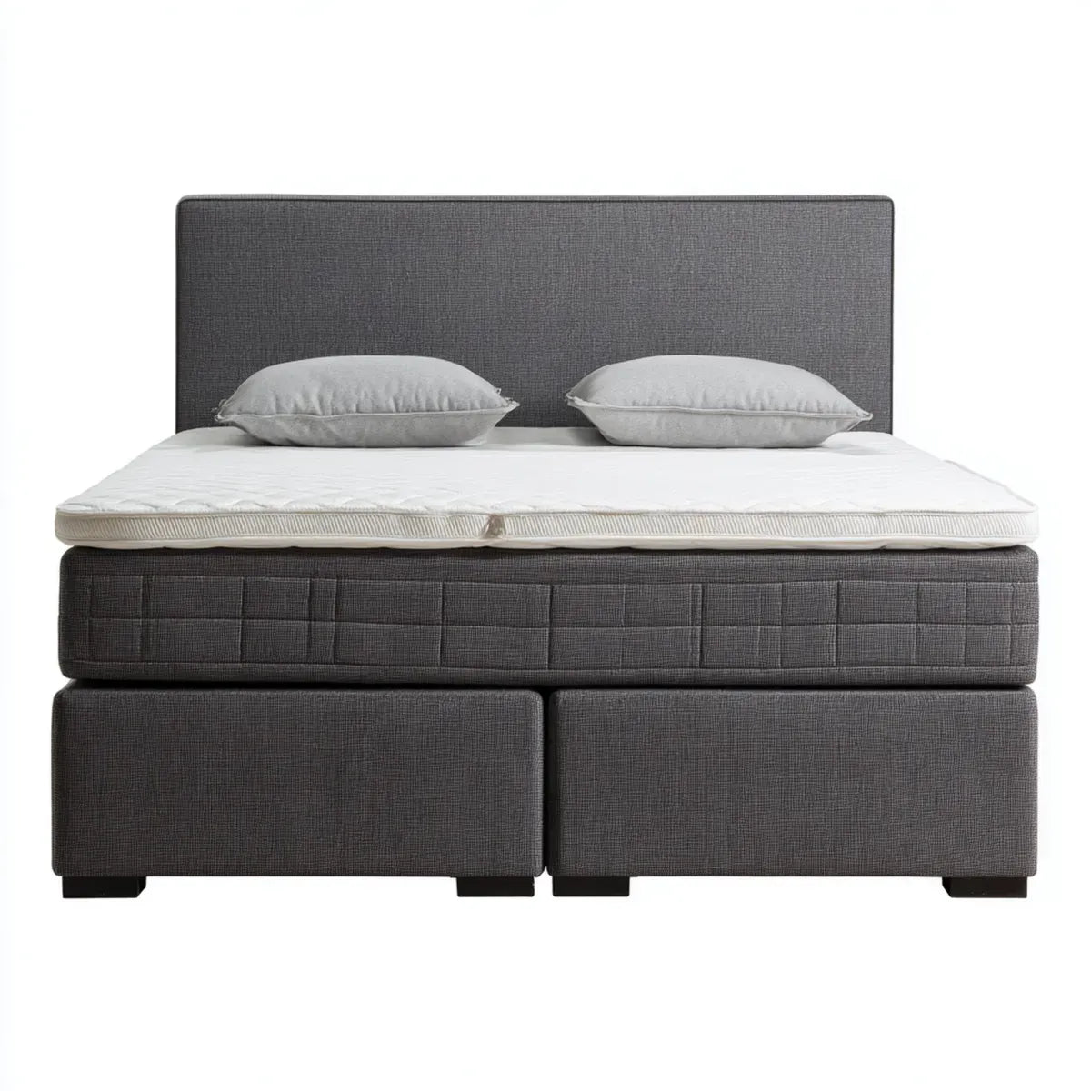 Lit double avec rangement gris 180 x 200 cm en polyester forme rectangulaire