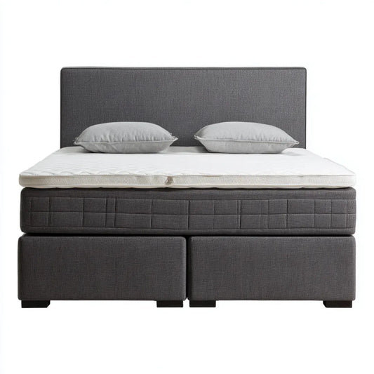 Lit double avec rangement gris 180 x 200 cm en polyester forme rectangulaire