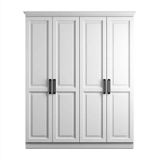 Armoire dressing 4 portes blanche 200 x 60 x 220 cm en MDF rectangulaire