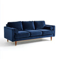 Canapé 3 places droit bleu marine en velours polyester 220 x 90 x 85 cm