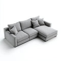 Canapé d'angle droit 4 places gris en polyester forme L 270 x 165 x 85 cm