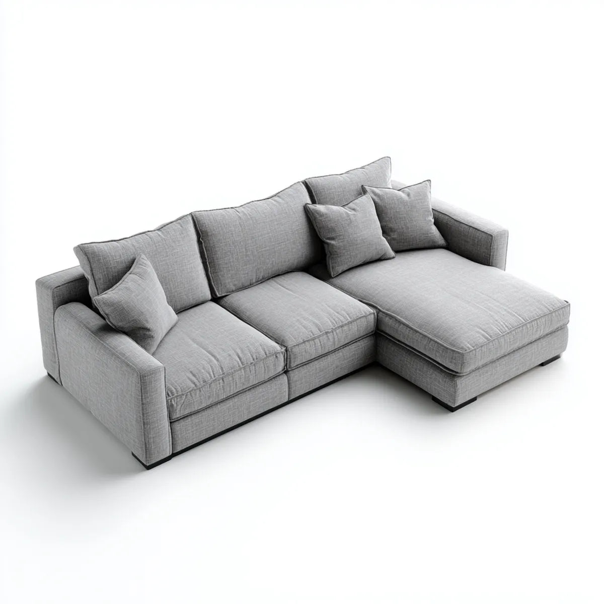 Canapé d'angle droit 4 places gris en polyester forme L 270 x 165 x 85 cm