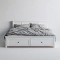 Lit adulte avec rangement 2 tiroirs blanc 160 x 200 cm en pin massif rectangulaire