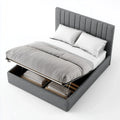 Lit coffre double gris 160 x 200 cm en polyester rectangulaire